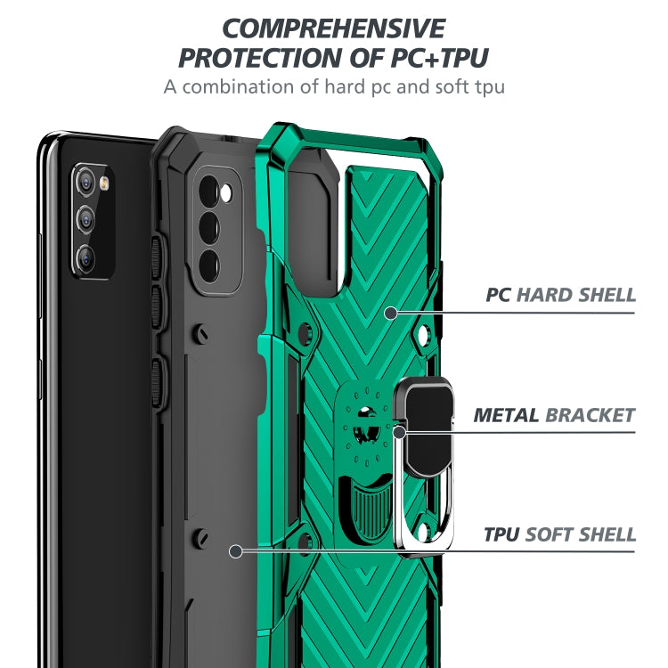 For Samsung Galaxy A41 Cool Armor PC + TPU Shockproof Case with 360 Degree Rotation Ring Holder