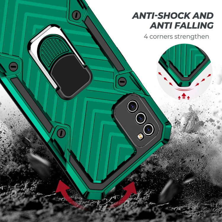 For Samsung Galaxy A41 Cool Armor PC + TPU Shockproof Case with 360 Degree Rotation Ring Holder