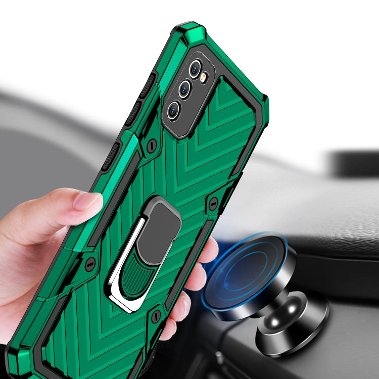 For Samsung Galaxy A41 Cool Armor PC + TPU Shockproof Case with 360 Degree Rotation Ring Holder
