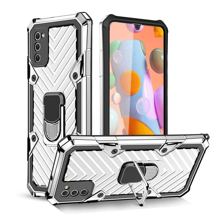 For Samsung Galaxy A41 Cool Armor PC + TPU Shockproof Case with 360 Degree Rotation Ring Holder