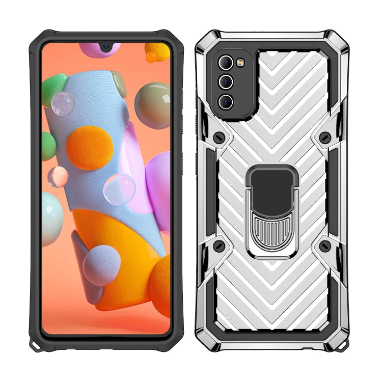 For Samsung Galaxy A41 Cool Armor PC + TPU Shockproof Case with 360 Degree Rotation Ring Holder