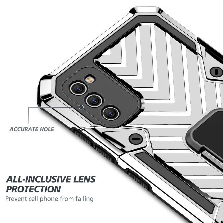 For Samsung Galaxy A41 Cool Armor PC + TPU Shockproof Case with 360 Degree Rotation Ring Holder