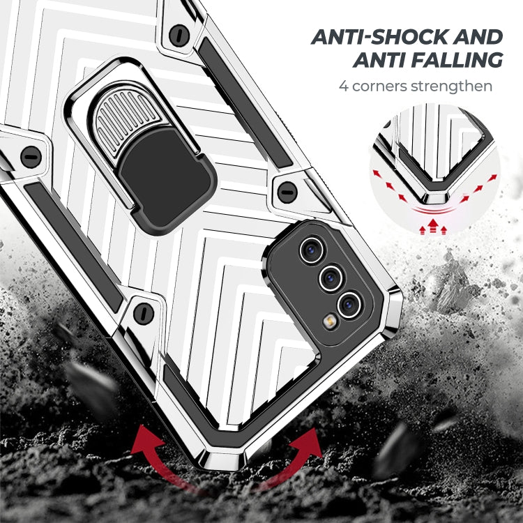 For Samsung Galaxy A41 Cool Armor PC + TPU Shockproof Case with 360 Degree Rotation Ring Holder