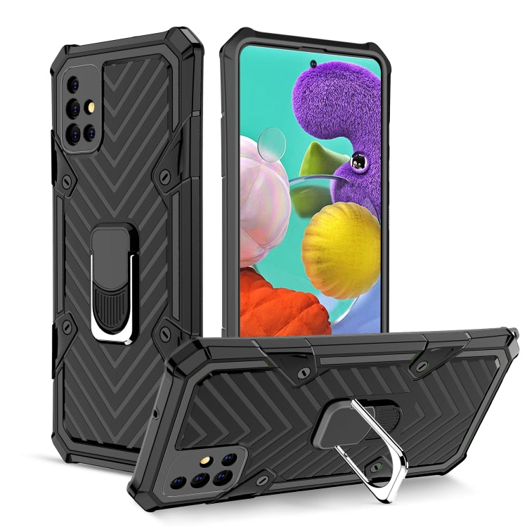 For Samsung Galaxy A51 Cool Armor PC + TPU Shockproof Case with 360 Degree Rotation Ring Holder