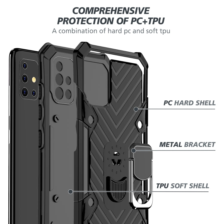 For Samsung Galaxy A51 Cool Armor PC + TPU Shockproof Case with 360 Degree Rotation Ring Holder