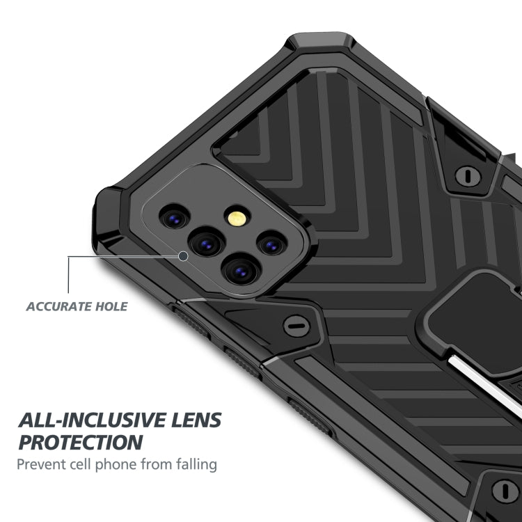For Samsung Galaxy A51 Cool Armor PC + TPU Shockproof Case with 360 Degree Rotation Ring Holder