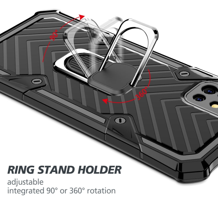 For Samsung Galaxy A51 Cool Armor PC + TPU Shockproof Case with 360 Degree Rotation Ring Holder