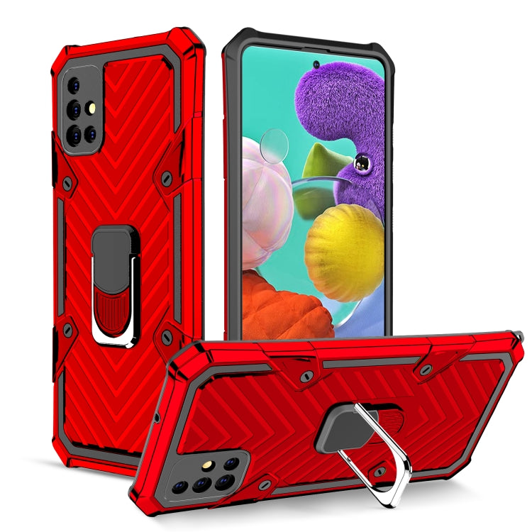 For Samsung Galaxy A51 Cool Armor PC + TPU Shockproof Case with 360 Degree Rotation Ring Holder