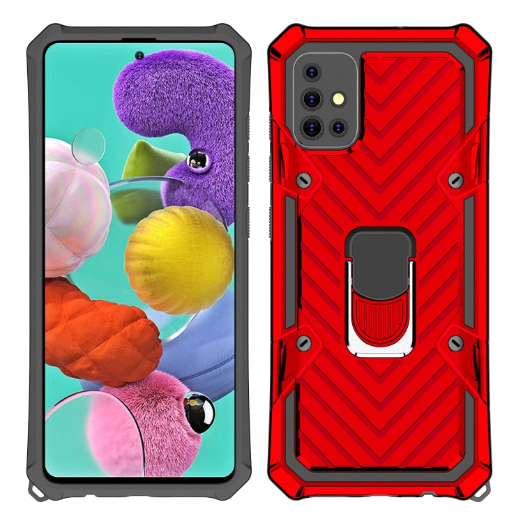 For Samsung Galaxy A51 Cool Armor PC + TPU Shockproof Case with 360 Degree Rotation Ring Holder