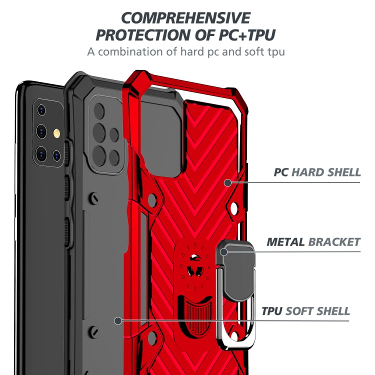 For Samsung Galaxy A51 Cool Armor PC + TPU Shockproof Case with 360 Degree Rotation Ring Holder