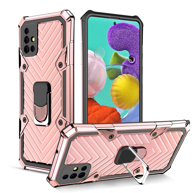 For Samsung Galaxy A51 Cool Armor PC + TPU Shockproof Case with 360 Degree Rotation Ring Holder