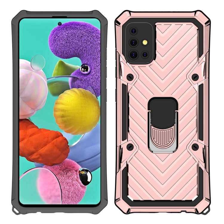 For Samsung Galaxy A51 Cool Armor PC + TPU Shockproof Case with 360 Degree Rotation Ring Holder
