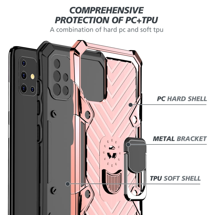 For Samsung Galaxy A51 Cool Armor PC + TPU Shockproof Case with 360 Degree Rotation Ring Holder