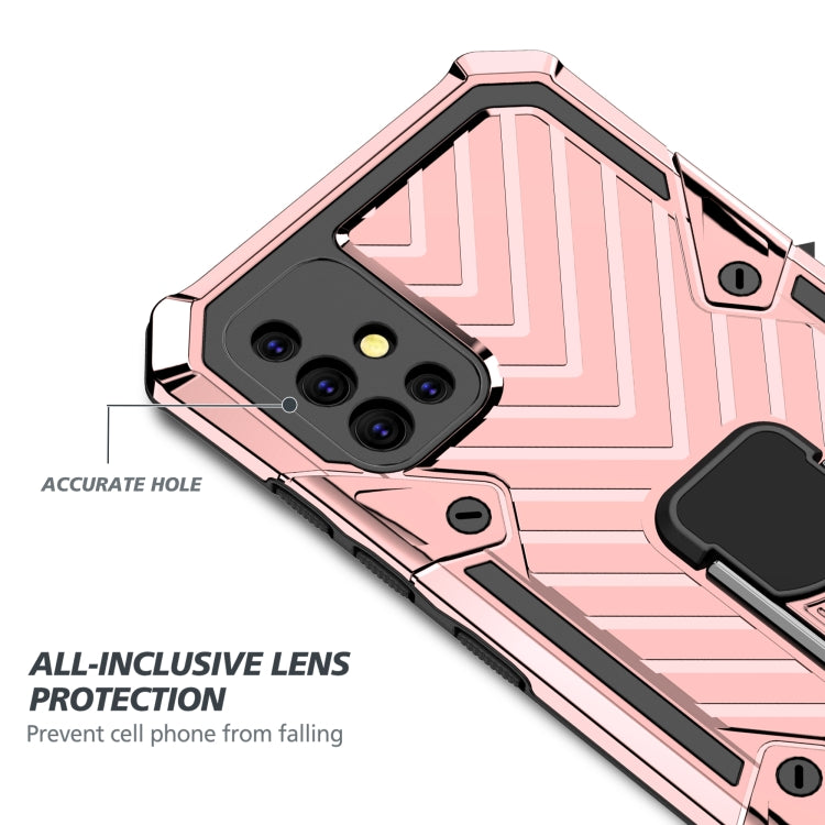 For Samsung Galaxy A51 Cool Armor PC + TPU Shockproof Case with 360 Degree Rotation Ring Holder
