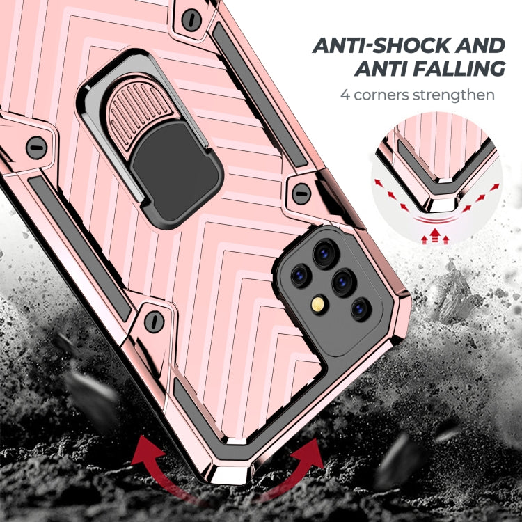 For Samsung Galaxy A51 Cool Armor PC + TPU Shockproof Case with 360 Degree Rotation Ring Holder