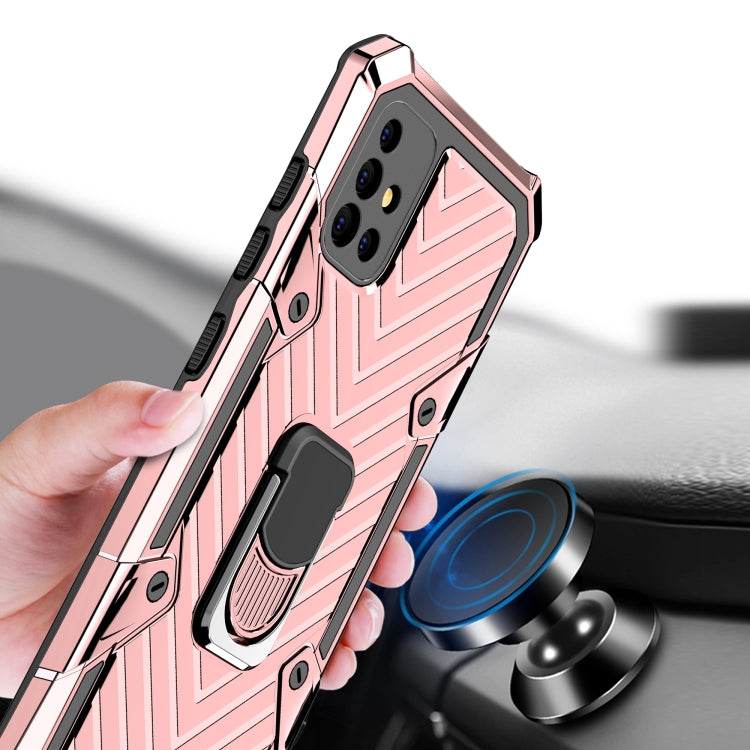 For Samsung Galaxy A51 Cool Armor PC + TPU Shockproof Case with 360 Degree Rotation Ring Holder
