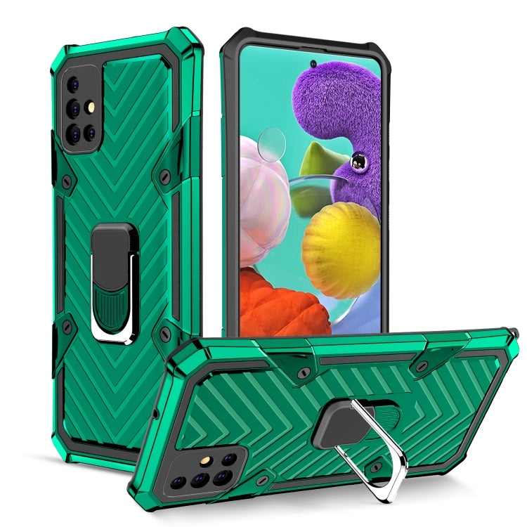 For Samsung Galaxy A51 Cool Armor PC + TPU Shockproof Case with 360 Degree Rotation Ring Holder