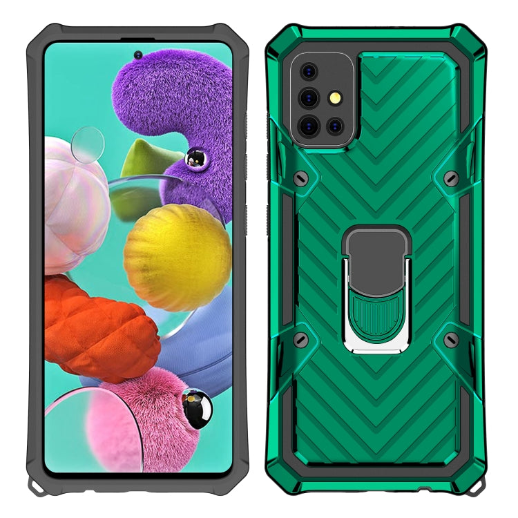 For Samsung Galaxy A51 Cool Armor PC + TPU Shockproof Case with 360 Degree Rotation Ring Holder