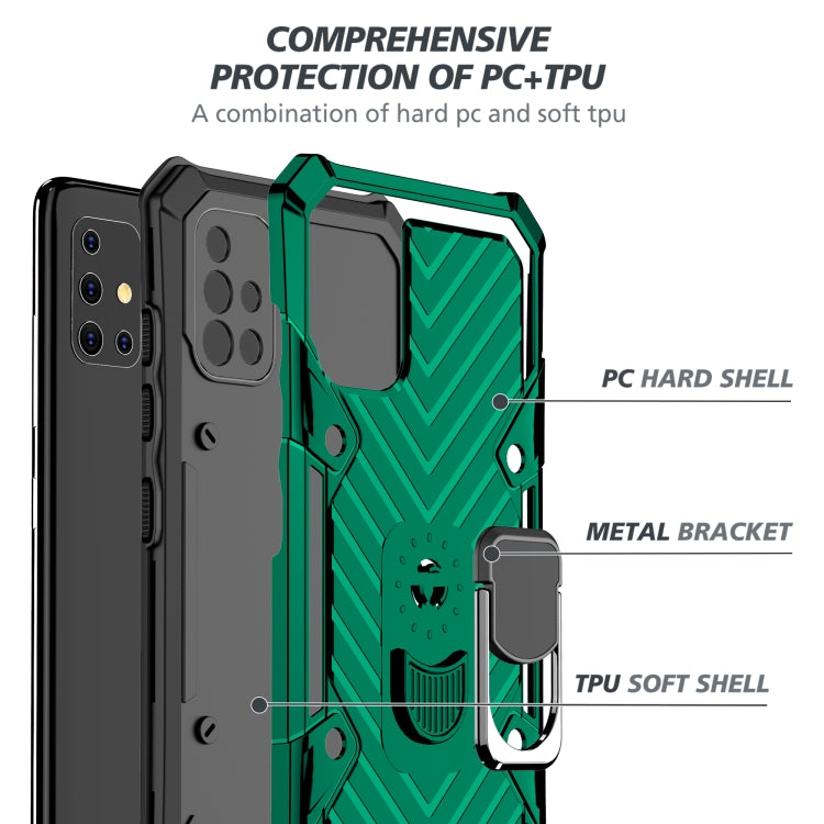 For Samsung Galaxy A51 Cool Armor PC + TPU Shockproof Case with 360 Degree Rotation Ring Holder