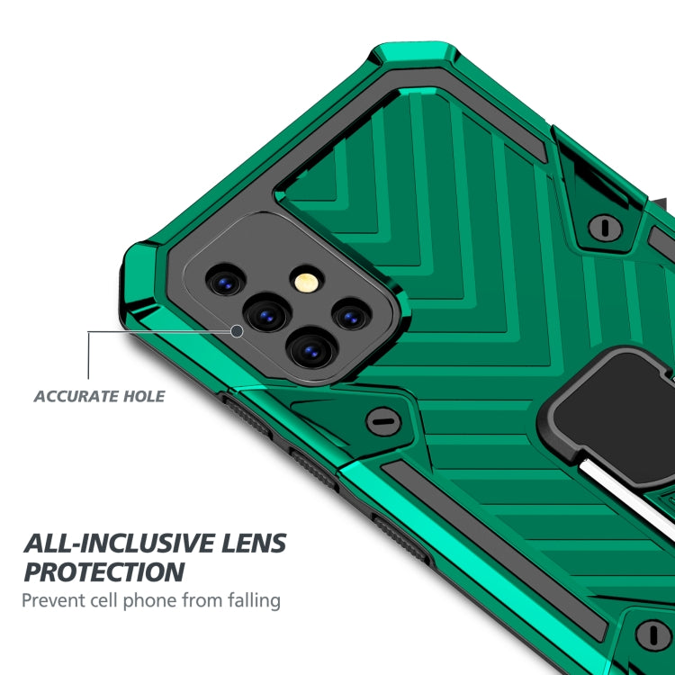 For Samsung Galaxy A51 Cool Armor PC + TPU Shockproof Case with 360 Degree Rotation Ring Holder