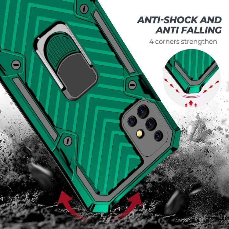 For Samsung Galaxy A51 Cool Armor PC + TPU Shockproof Case with 360 Degree Rotation Ring Holder