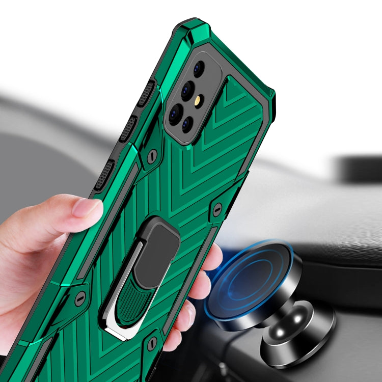 For Samsung Galaxy A51 Cool Armor PC + TPU Shockproof Case with 360 Degree Rotation Ring Holder