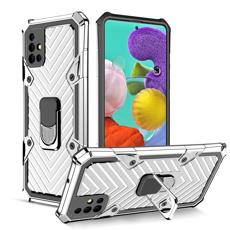 For Samsung Galaxy A51 Cool Armor PC + TPU Shockproof Case with 360 Degree Rotation Ring Holder