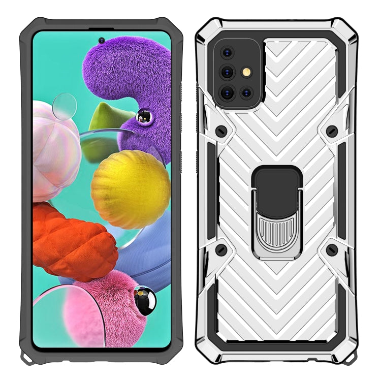 For Samsung Galaxy A51 Cool Armor PC + TPU Shockproof Case with 360 Degree Rotation Ring Holder