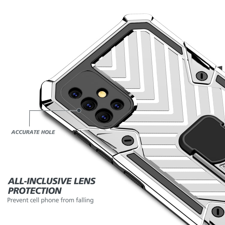 For Samsung Galaxy A51 Cool Armor PC + TPU Shockproof Case with 360 Degree Rotation Ring Holder