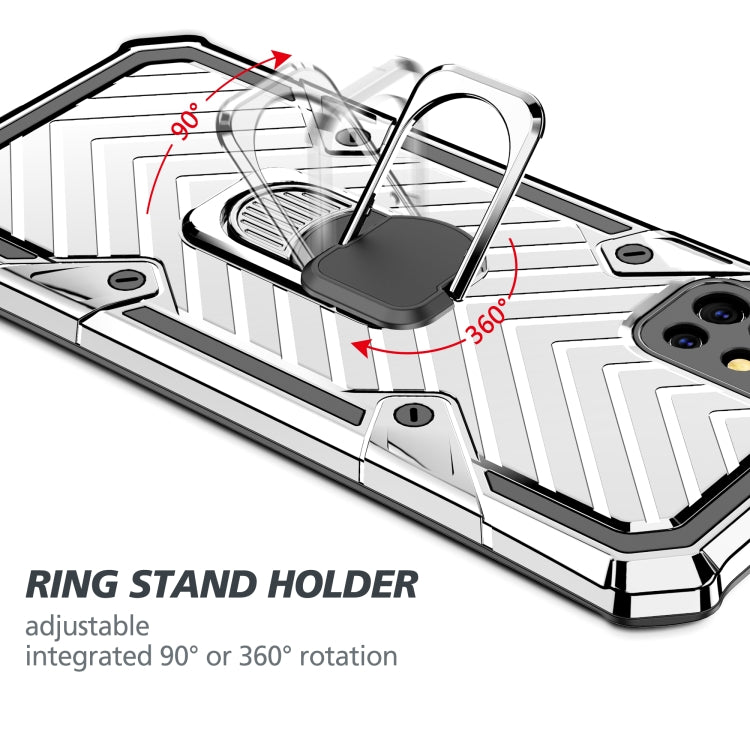 For Samsung Galaxy A51 Cool Armor PC + TPU Shockproof Case with 360 Degree Rotation Ring Holder