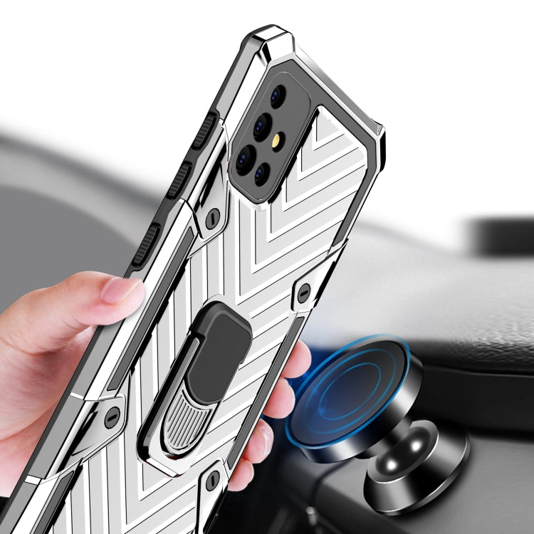 For Samsung Galaxy A51 Cool Armor PC + TPU Shockproof Case with 360 Degree Rotation Ring Holder