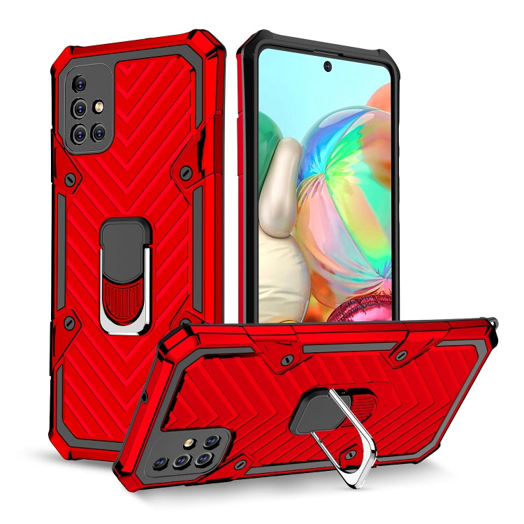 For Samsung Galaxy A71 Cool Armor PC + TPU Shockproof Case with 360 Degree Rotation Ring Holder