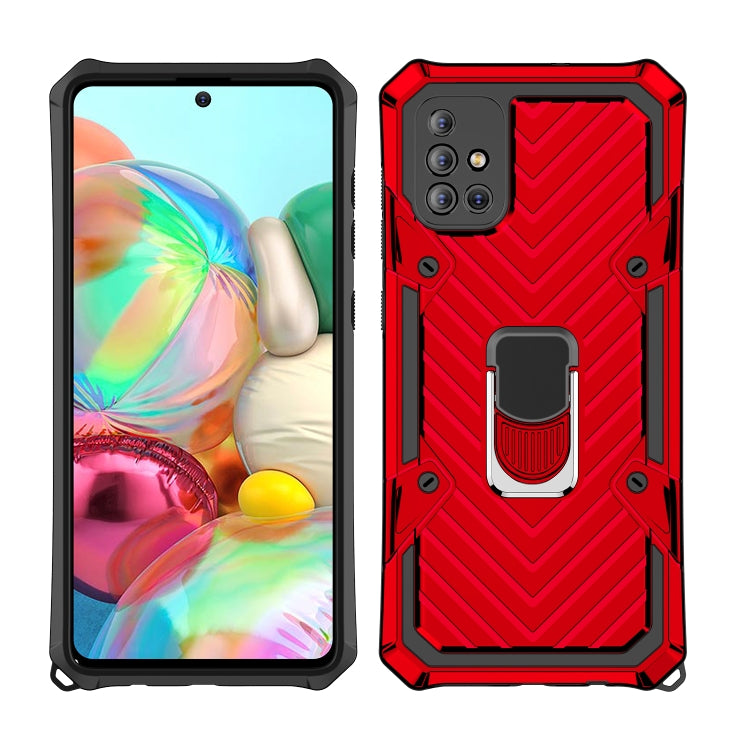 For Samsung Galaxy A71 Cool Armor PC + TPU Shockproof Case with 360 Degree Rotation Ring Holder