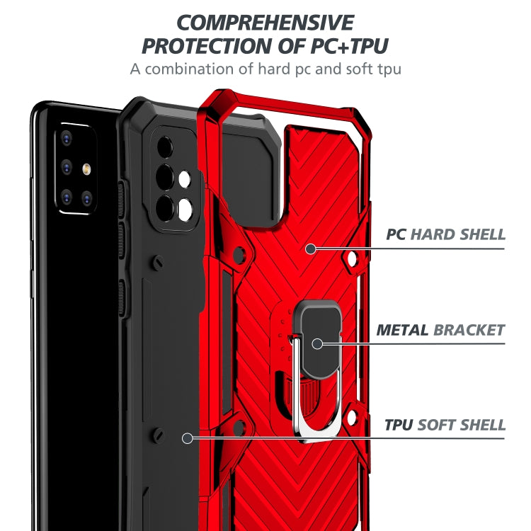 For Samsung Galaxy A71 Cool Armor PC + TPU Shockproof Case with 360 Degree Rotation Ring Holder