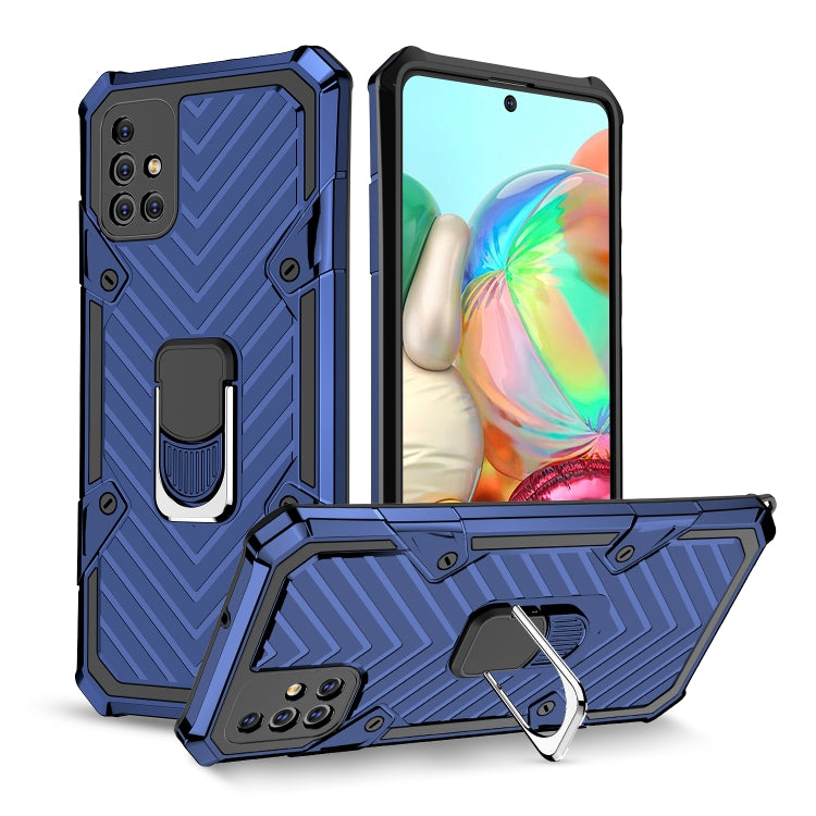 For Samsung Galaxy A71 Cool Armor PC + TPU Shockproof Case with 360 Degree Rotation Ring Holder