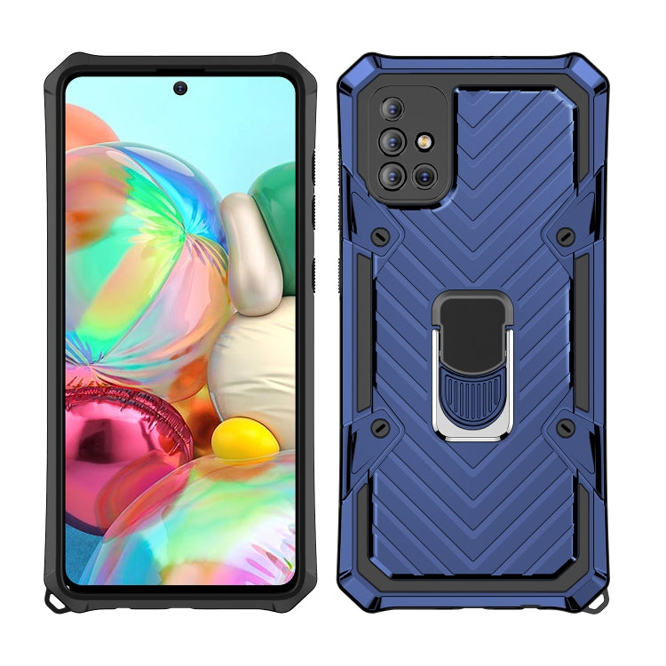 For Samsung Galaxy A71 Cool Armor PC + TPU Shockproof Case with 360 Degree Rotation Ring Holder
