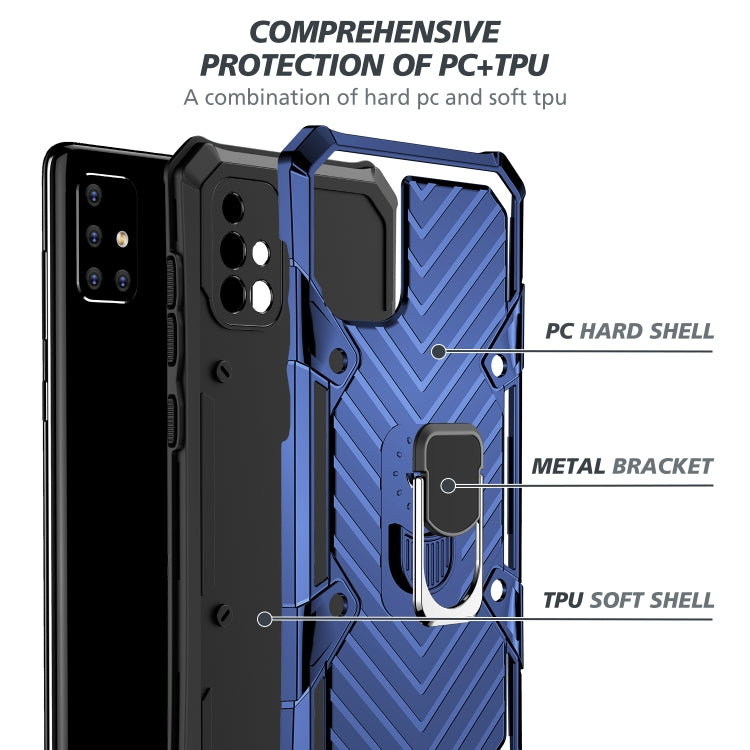 For Samsung Galaxy A71 Cool Armor PC + TPU Shockproof Case with 360 Degree Rotation Ring Holder