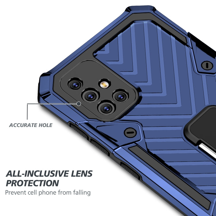 For Samsung Galaxy A71 Cool Armor PC + TPU Shockproof Case with 360 Degree Rotation Ring Holder