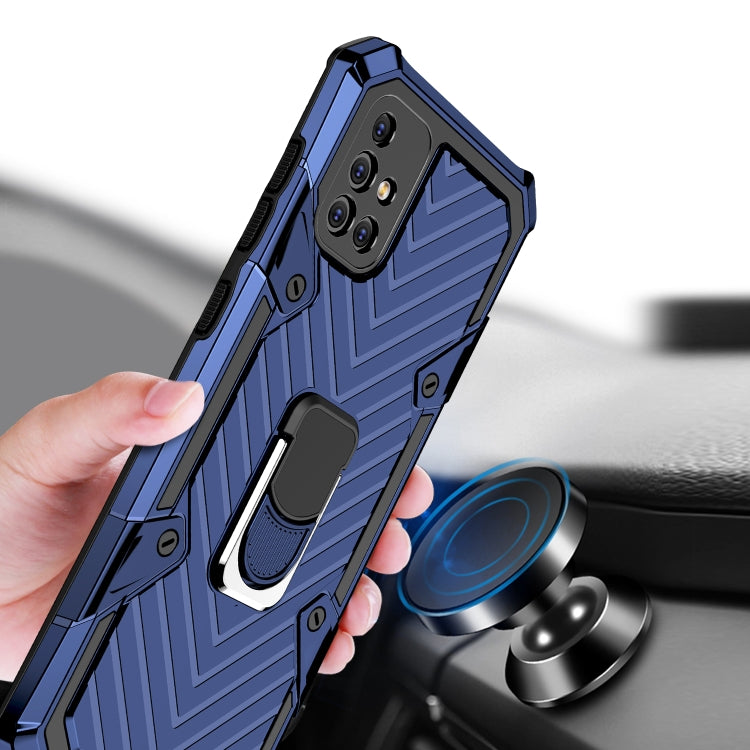 For Samsung Galaxy A71 Cool Armor PC + TPU Shockproof Case with 360 Degree Rotation Ring Holder