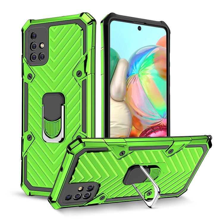 For Samsung Galaxy A71 Cool Armor PC + TPU Shockproof Case with 360 Degree Rotation Ring Holder