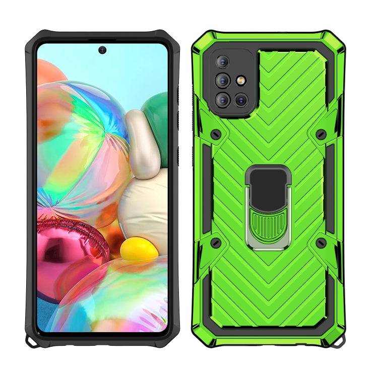 For Samsung Galaxy A71 Cool Armor PC + TPU Shockproof Case with 360 Degree Rotation Ring Holder