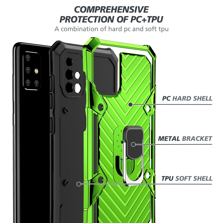 For Samsung Galaxy A71 Cool Armor PC + TPU Shockproof Case with 360 Degree Rotation Ring Holder