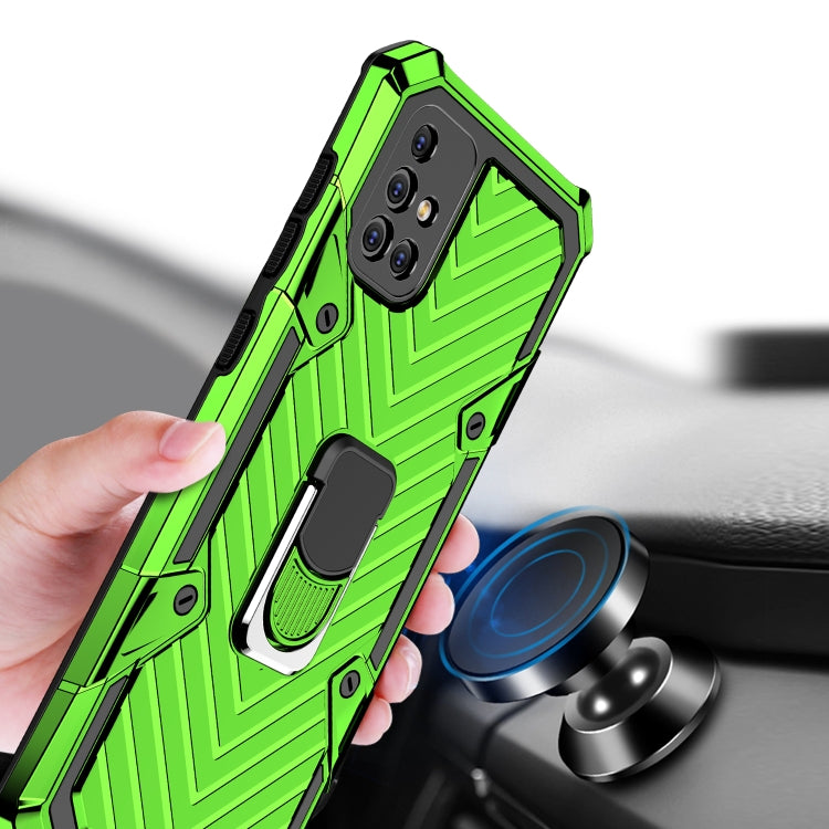 For Samsung Galaxy A71 Cool Armor PC + TPU Shockproof Case with 360 Degree Rotation Ring Holder