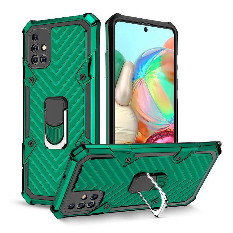 For Samsung Galaxy A71 Cool Armor PC + TPU Shockproof Case with 360 Degree Rotation Ring Holder