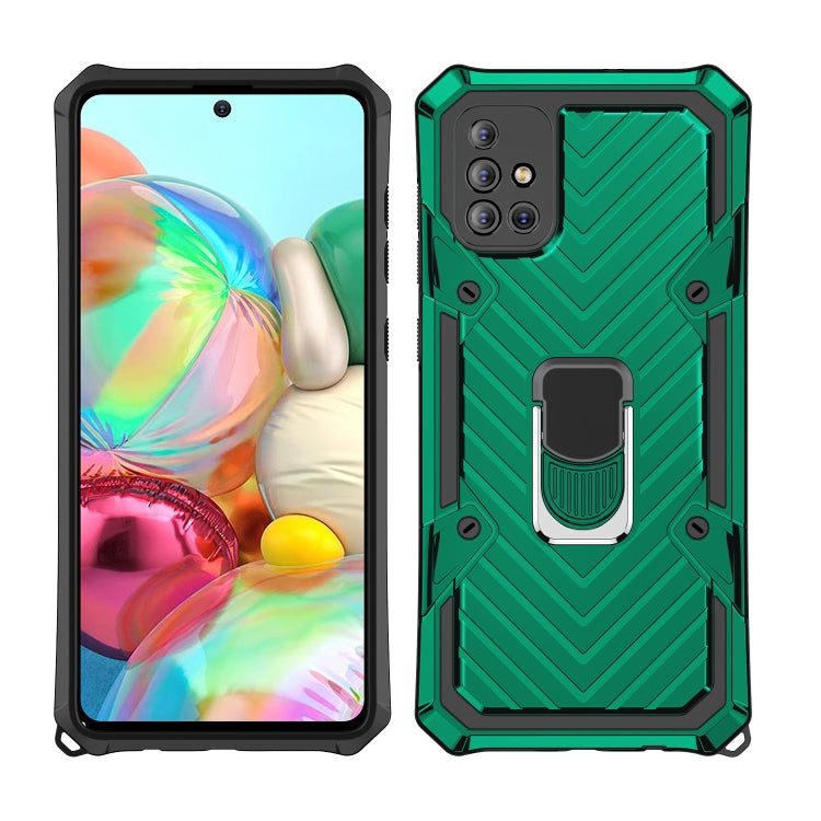 For Samsung Galaxy A71 Cool Armor PC + TPU Shockproof Case with 360 Degree Rotation Ring Holder