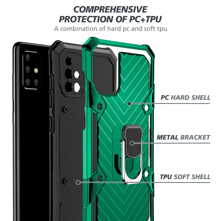 For Samsung Galaxy A71 Cool Armor PC + TPU Shockproof Case with 360 Degree Rotation Ring Holder