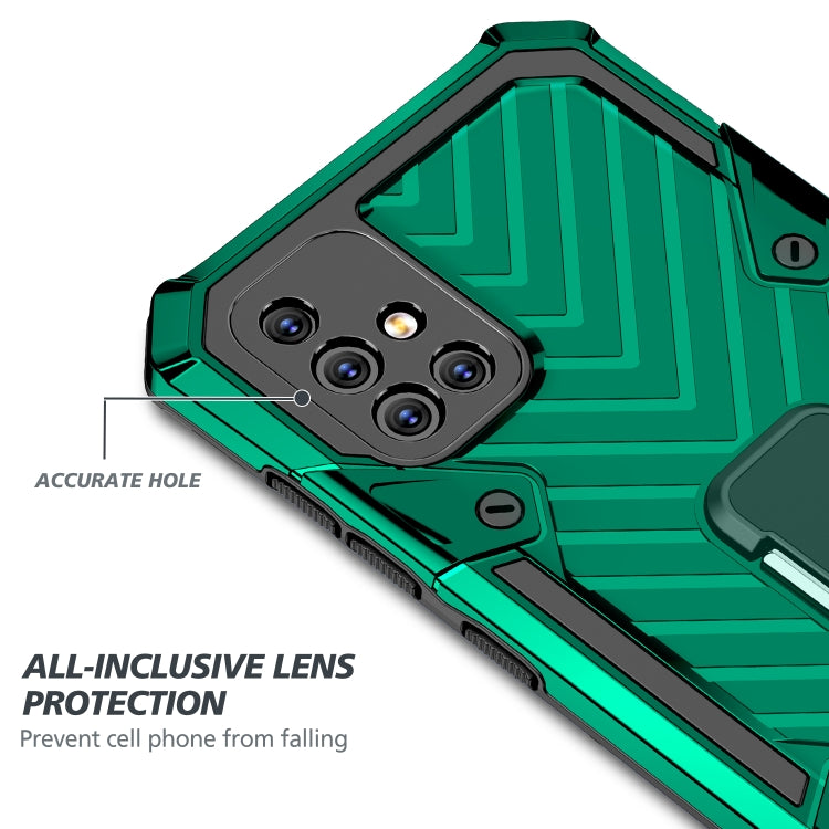 For Samsung Galaxy A71 Cool Armor PC + TPU Shockproof Case with 360 Degree Rotation Ring Holder