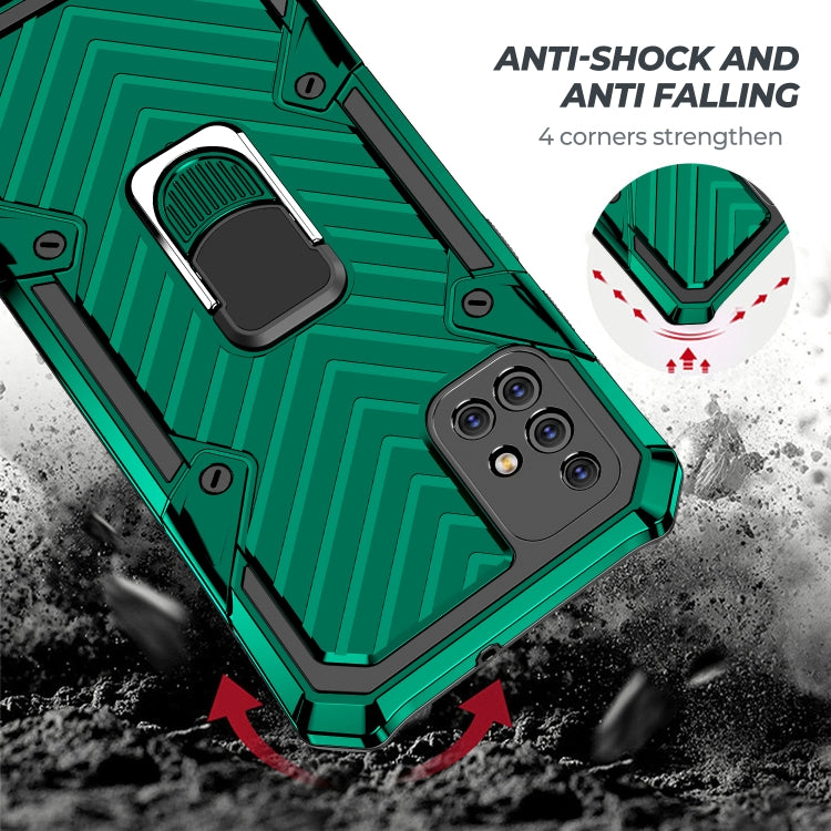 For Samsung Galaxy A71 Cool Armor PC + TPU Shockproof Case with 360 Degree Rotation Ring Holder