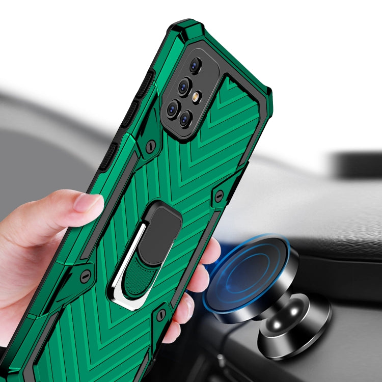 For Samsung Galaxy A71 Cool Armor PC + TPU Shockproof Case with 360 Degree Rotation Ring Holder