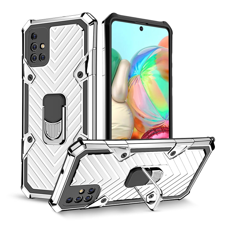 For Samsung Galaxy A71 Cool Armor PC + TPU Shockproof Case with 360 Degree Rotation Ring Holder